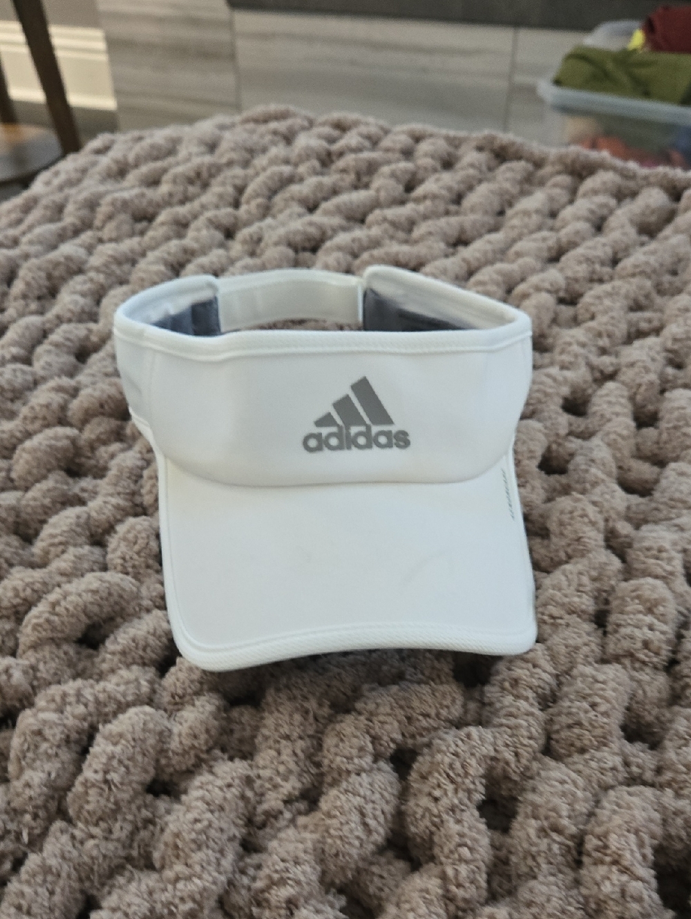 adidas White Visor with Gray Logo
